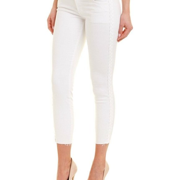 J Brand Denim - J Brand White Low Rise Crop Skinny with Braided detail in Size 28